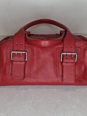 Furla - Red Pebble Leather Bowler Bag